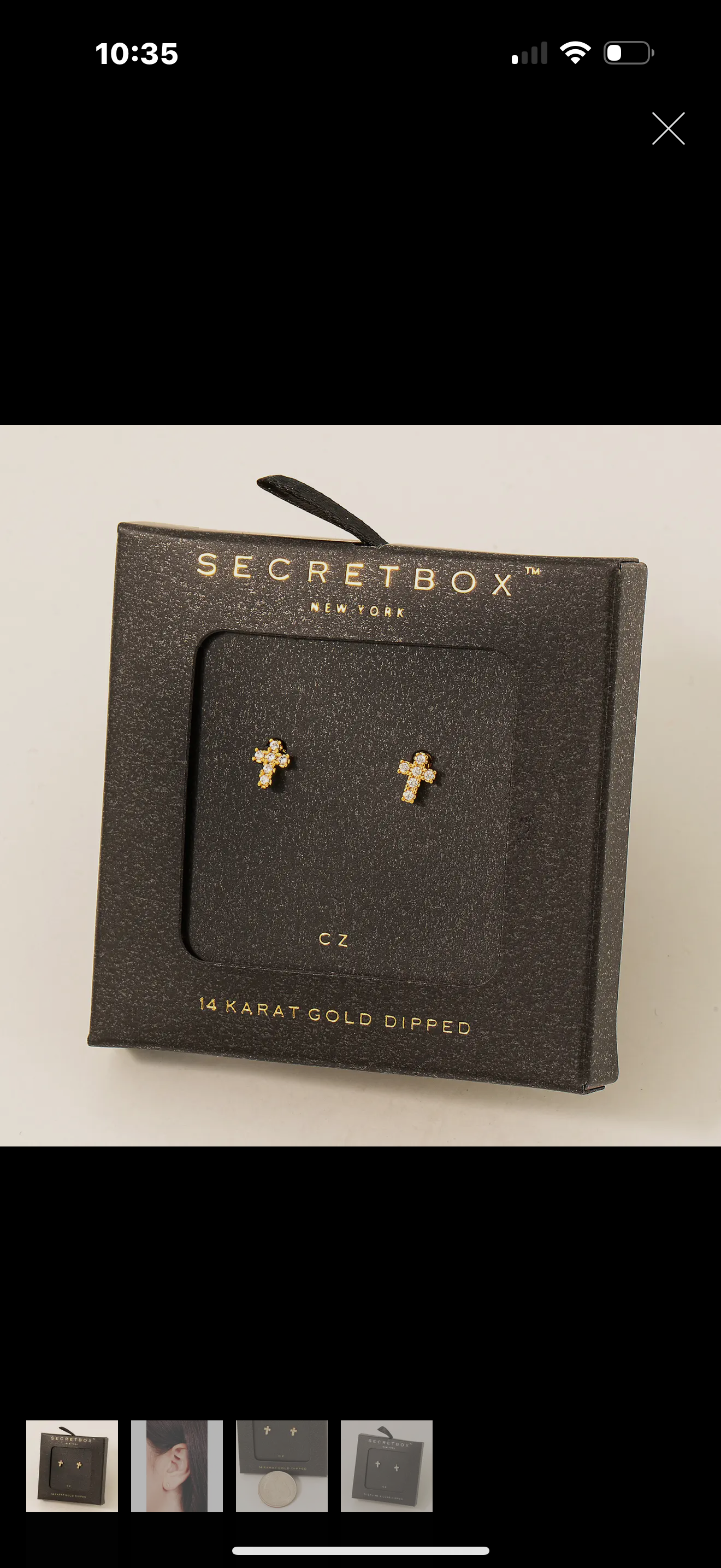 Gold Mini Cross Post Earrings