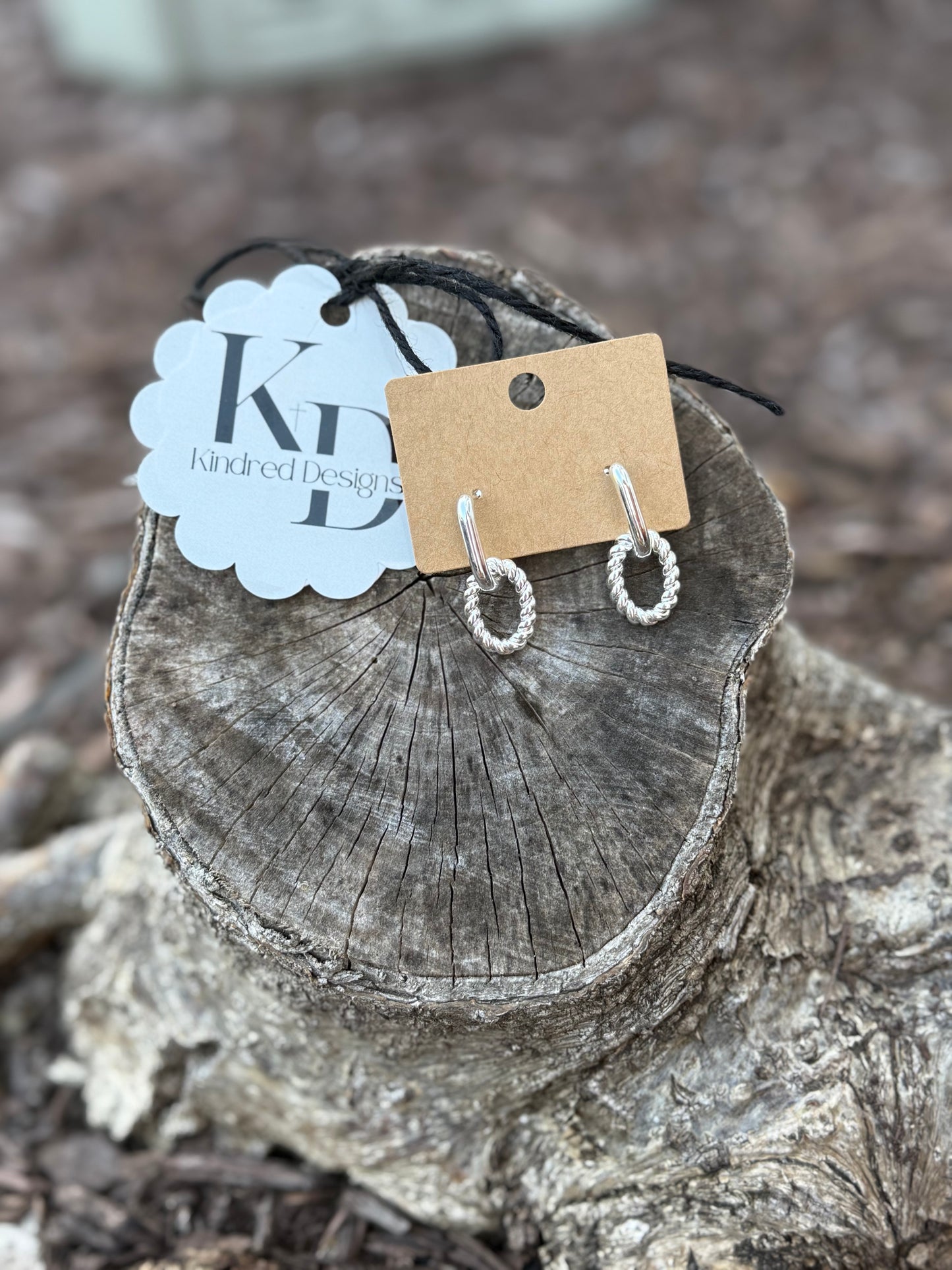 Silver Textured Link Huggie Earrings