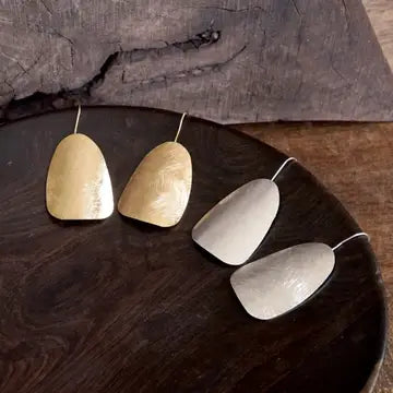 Gold Elongated Shield Minimalist Earrings