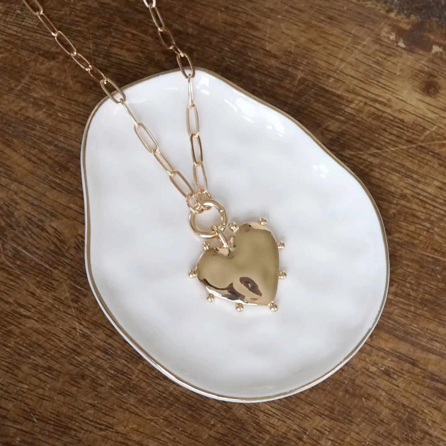 Modern Spiky Gold Heart Paperclip Necklace