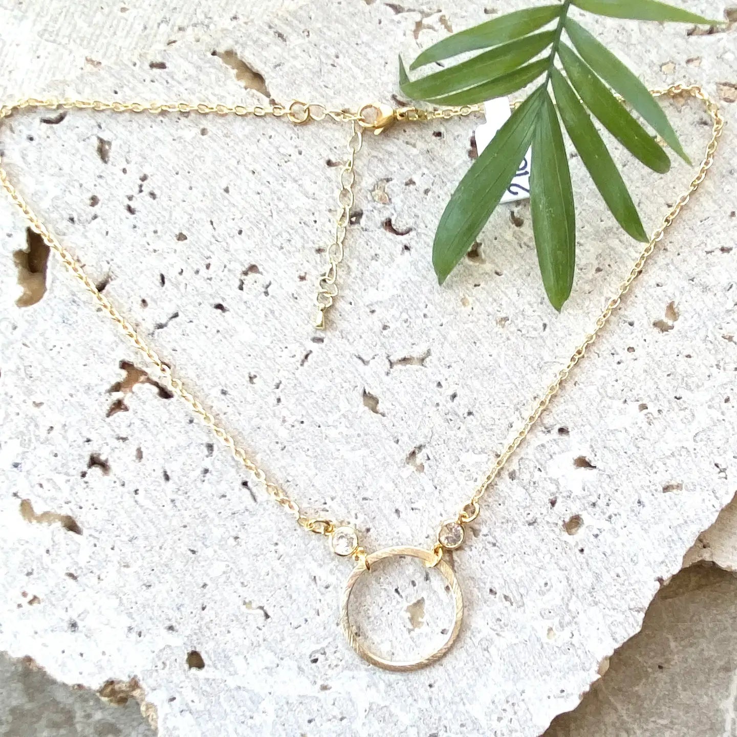 16” Simple Gold Pavé Circle Necklace
