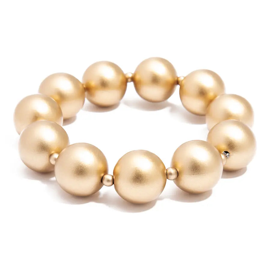 Gold Chunky Matte Stretch Bead Bracelet