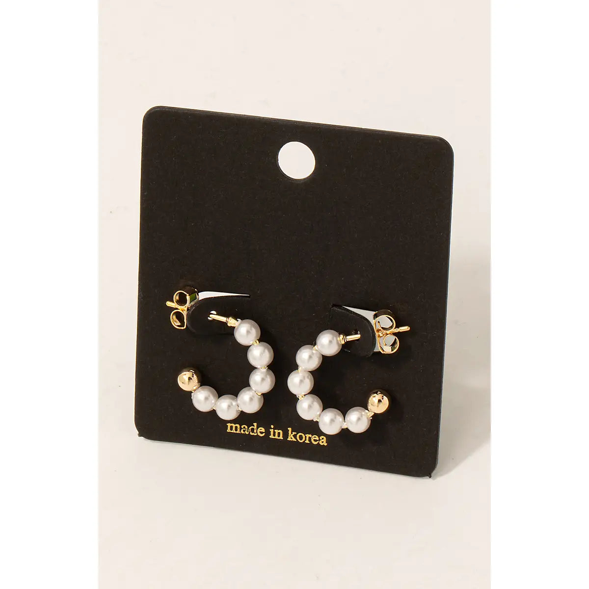 Pearl & Gold Beaded Hoop Earrings