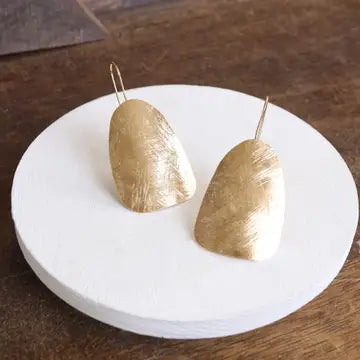 Gold Elongated Shield Minimalist Earrings