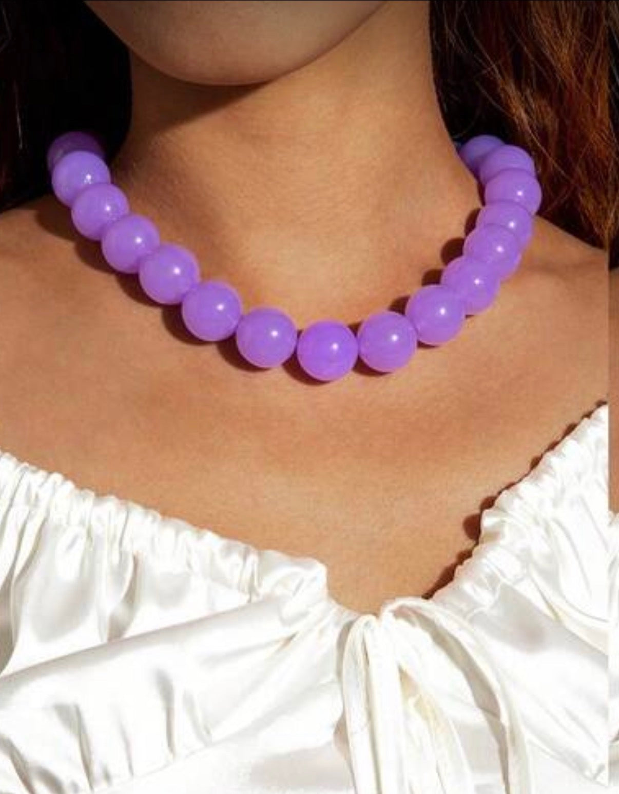Fun, Stylish & Chic Bohemian Candy-Colored Acrylic Beaded Necklace (Vibrant Purple)