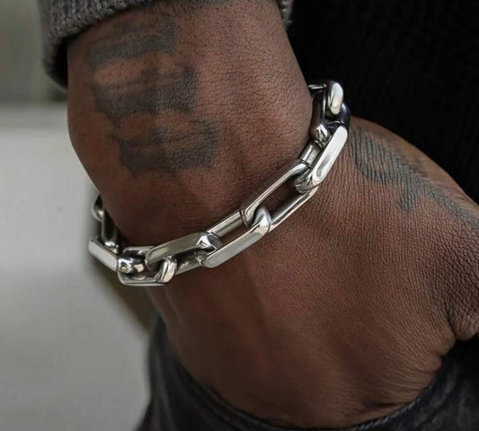 Men’s 7.5” Titanium Steel Thick Cuban Chain Toggle Bracelet
