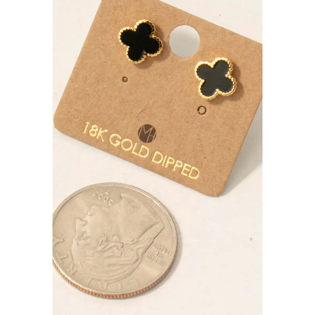 Black & Gold Epoxy Clover Stud Earrings