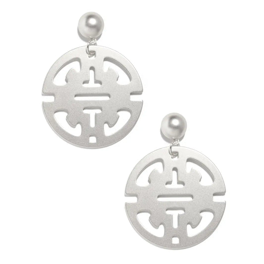 Matte Silver Traveling Pendant Drop Earrings