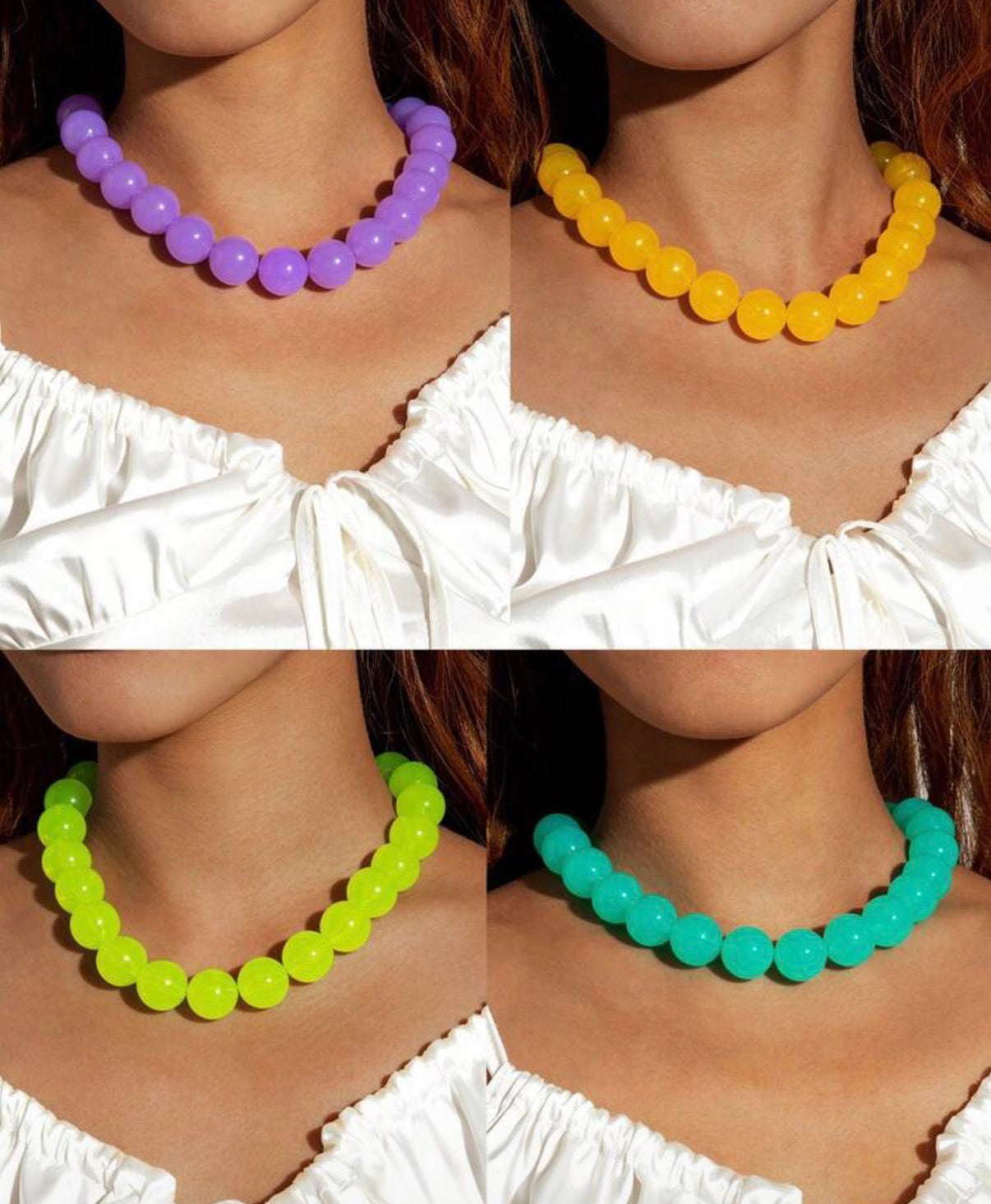 Fun, Stylish & Chic Bohemian Candy-Colored Acrylic Beaded Necklace 
(Pink Sunset)