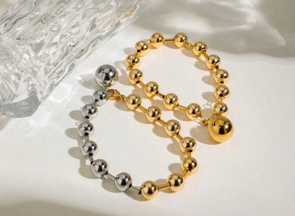 Two-Tone Stainless Steel Ball Chain Bracelet