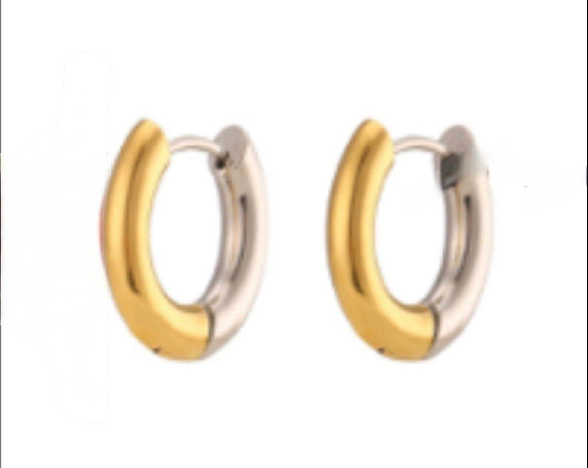 Two-Tone colorblock Huggie Hoops