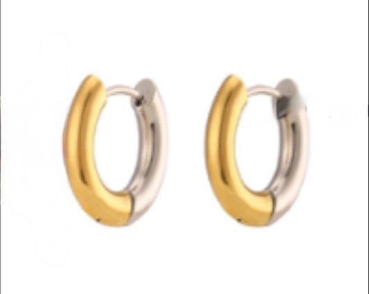 Two-Tone colorblock Huggie Hoops