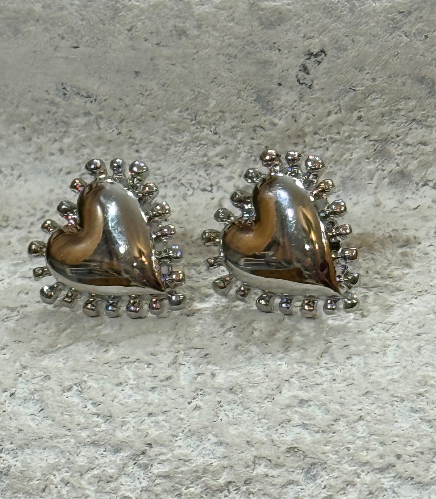 Silver Spikey Heart Valentines Earrings