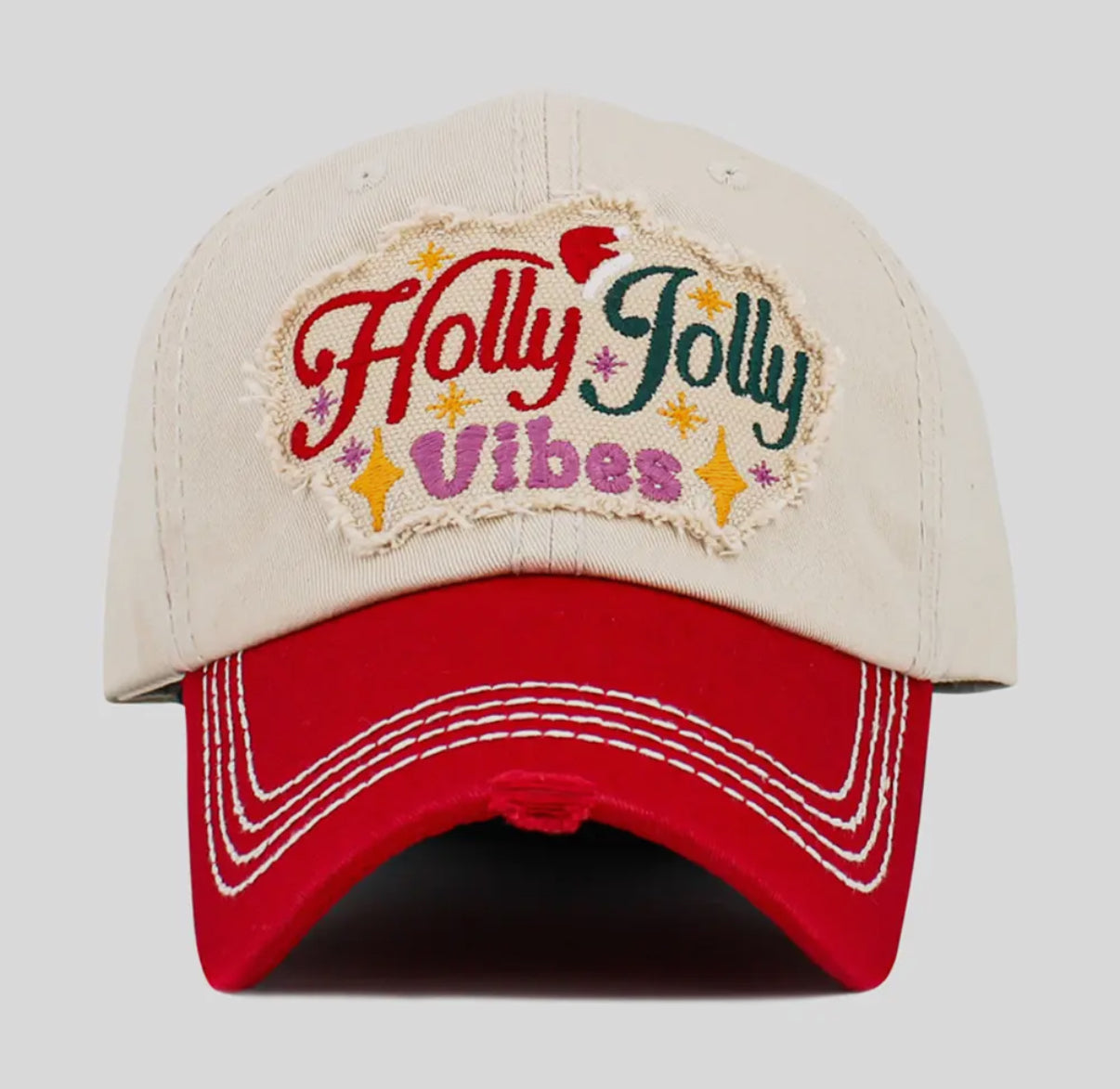 “Holly Jolly Vibes” Adjustable Baseball Hat
