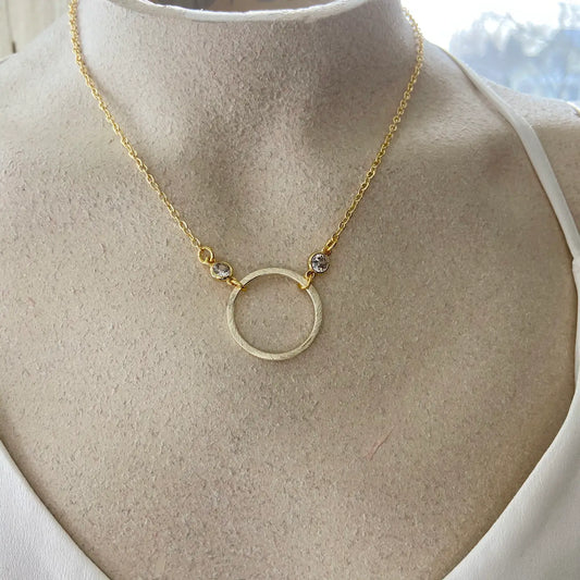 16” Simple Gold Pavé Circle Necklace