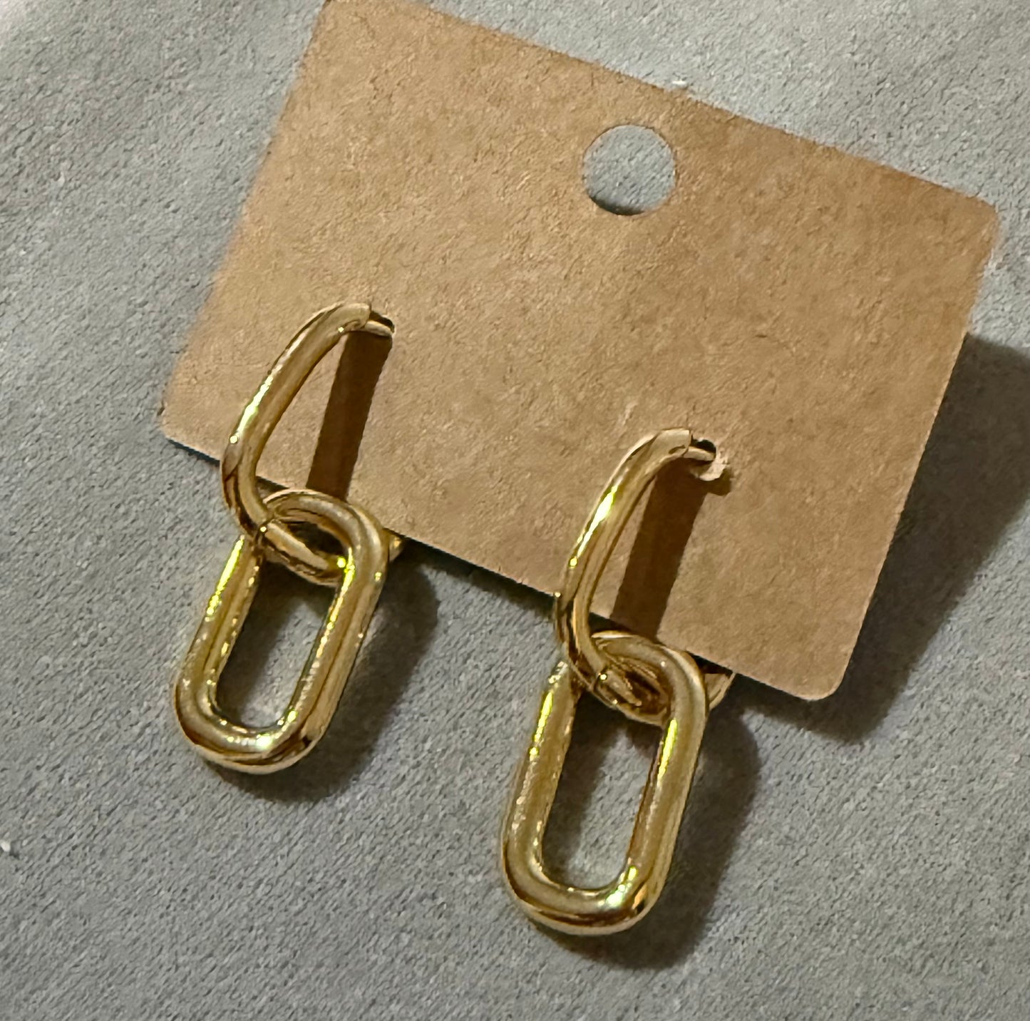 Gold Double Chain Link Drop Huggie Earrings