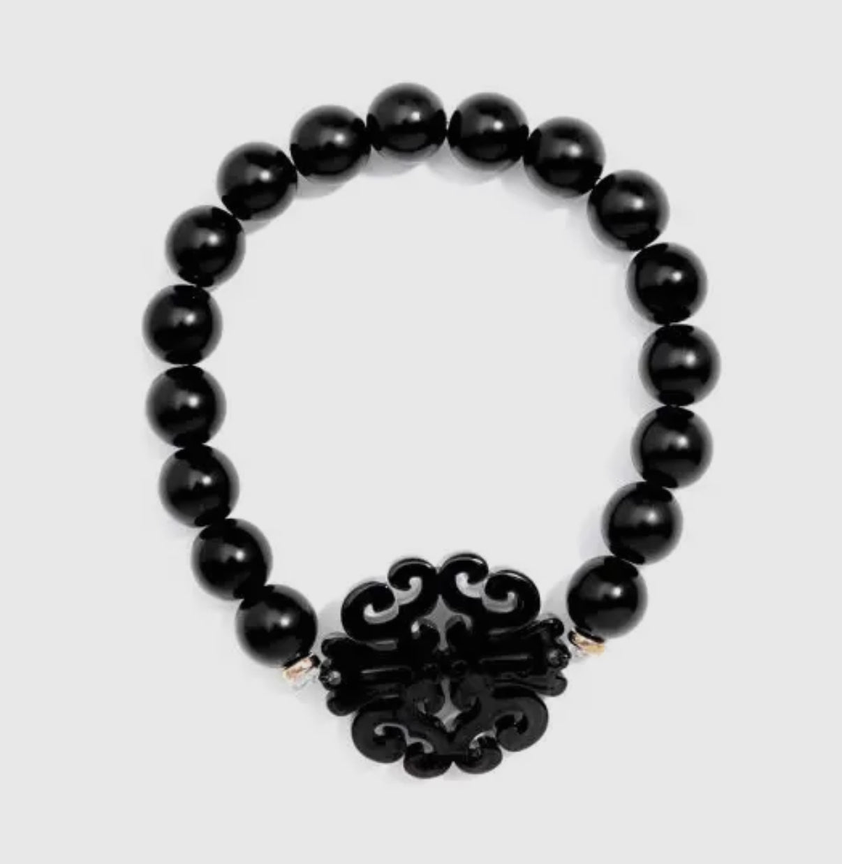 Uptown Swirl Charm Black Beaded Bracelet