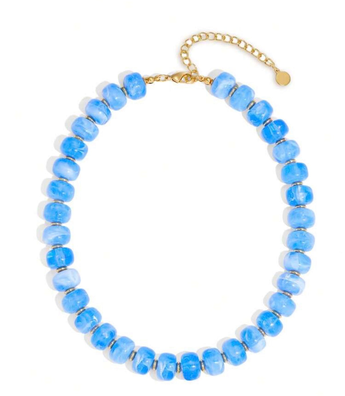 Vibrant Blue Abacus Beaded Resin Necklace
