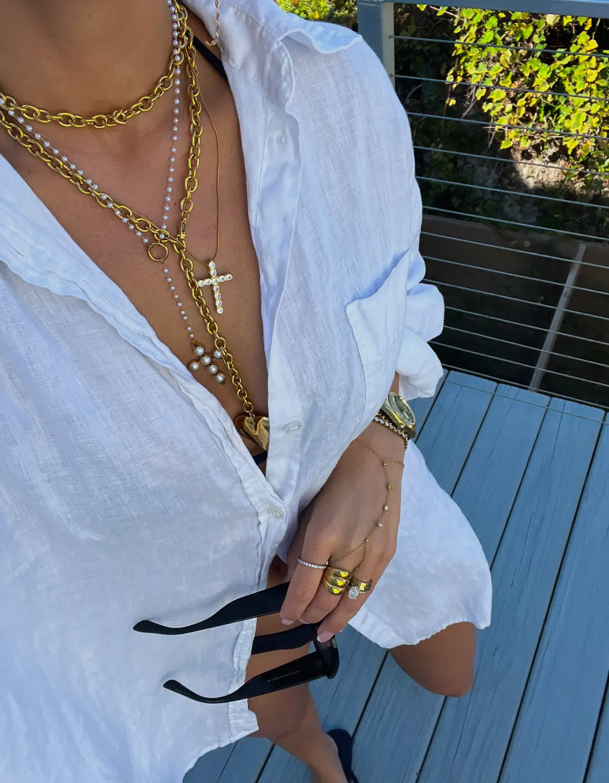 XL Gold Diamond Cross Necklace