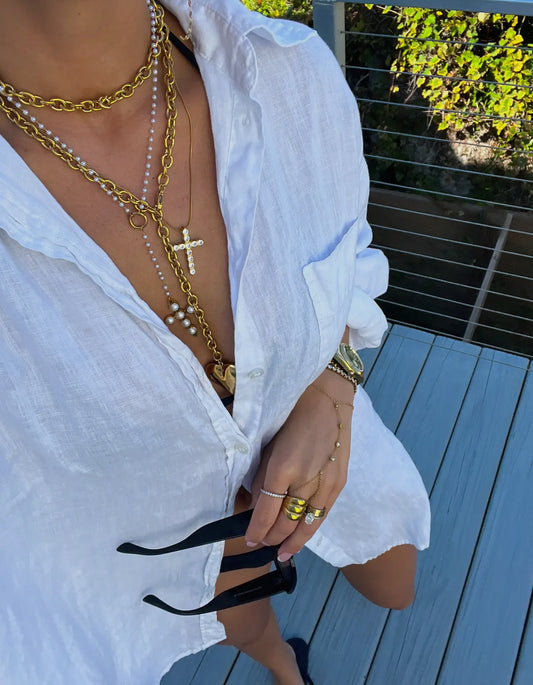 XL Gold Diamond Cross Necklace