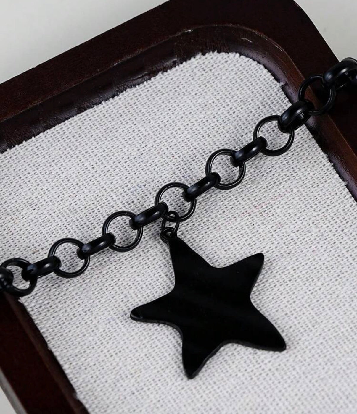 Gun Metal Black Chain Link Necklace with Star Pendant