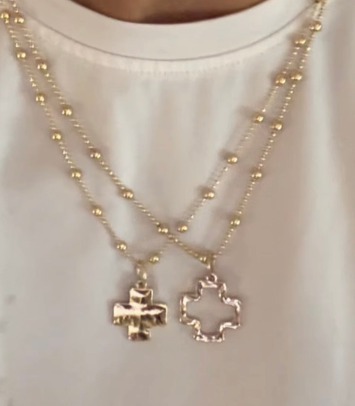 Gold Necklace with Square Cross Charm