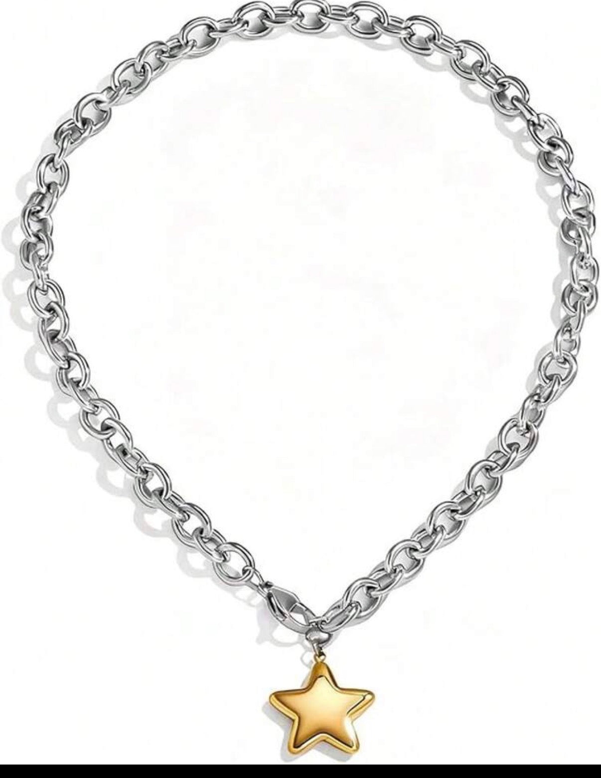 Stunning Two-Tone Silver Chain with Gold Star Pendant