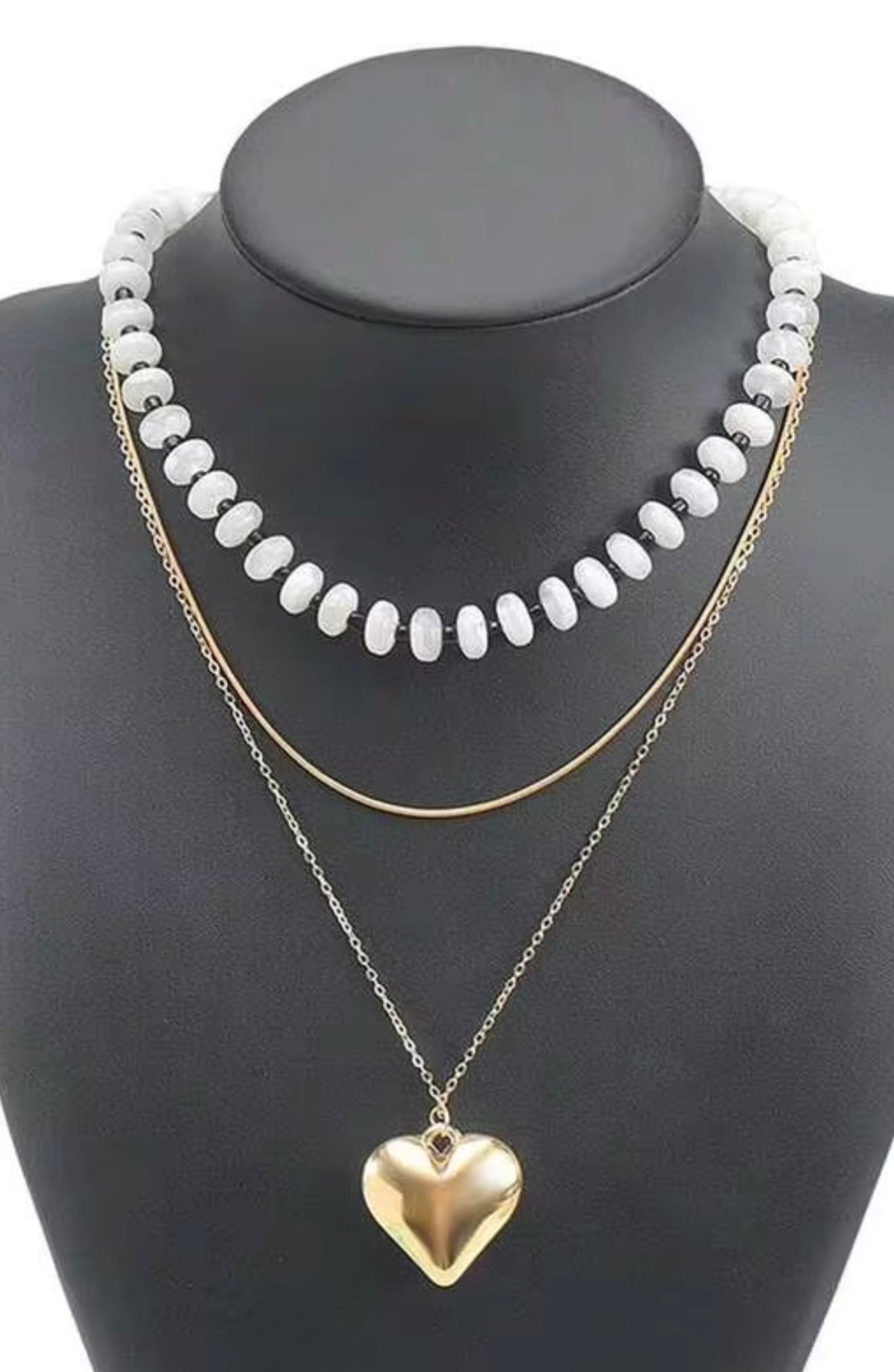 White and Black Acrylic Beaded Necklace