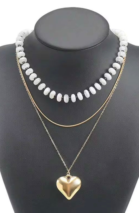 White and Black Acrylic Beaded Necklace