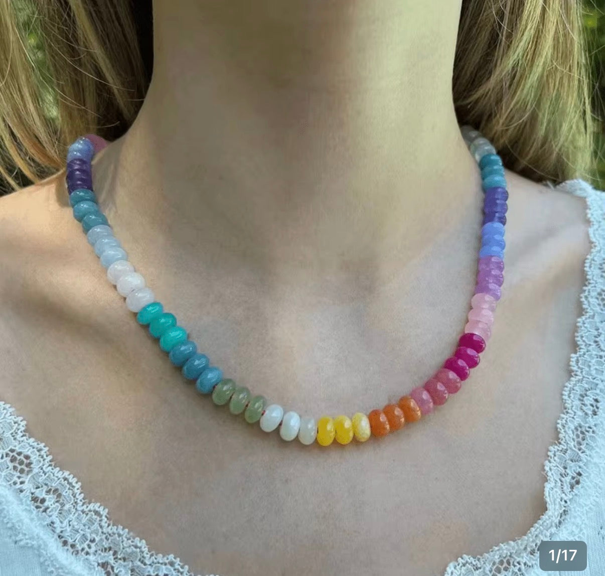 Colorful/Colorblock Natural Stone Beaded Necklace