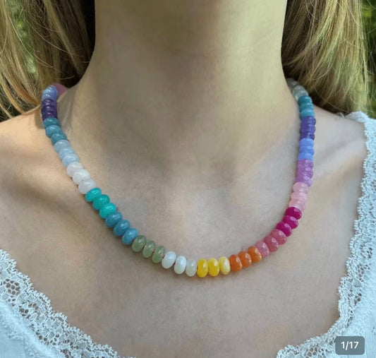 Colorful/Colorblock Natural Stone Beaded Necklace