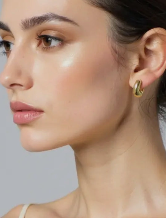 Gold Square Huggie Hoop Earrings
