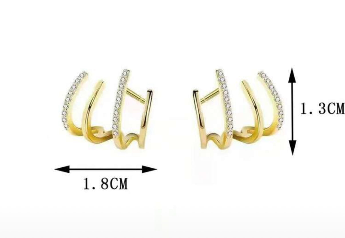 Gold Elegant Pavé 4 Claw Stud Earrings