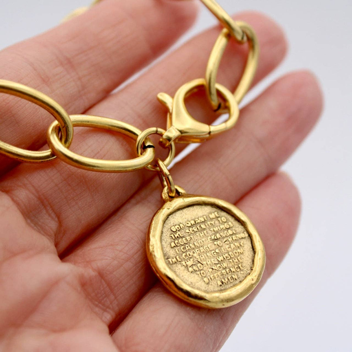 Gold Link Serenity Prayer Bracelet