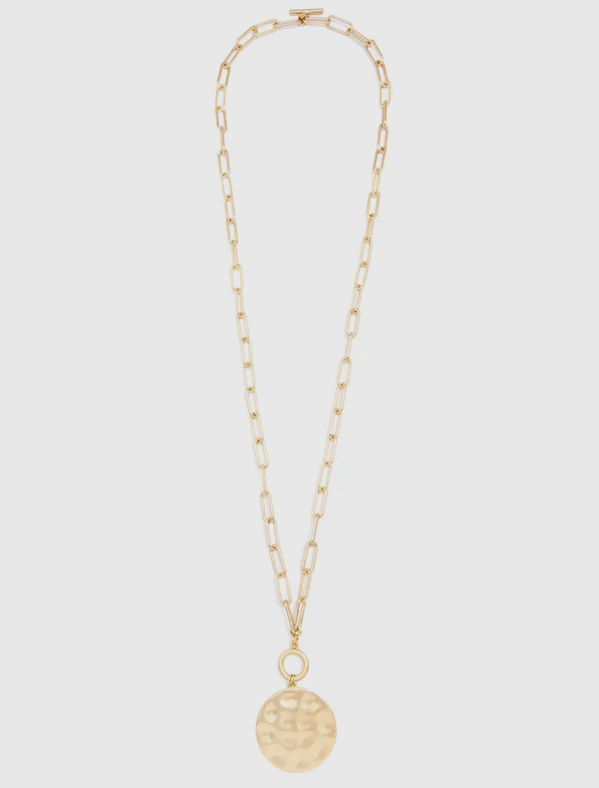 Double-Strand Matte Gold Link Coin Necklace (Wear short or long)