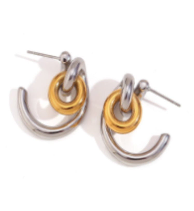 Two-Tone Intertwined Artsy Hoop Earrings
