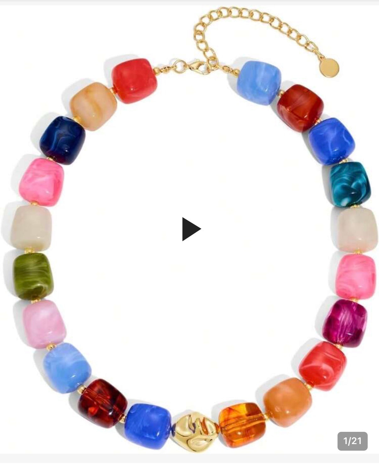 Bright Colorful Acrylic Beaded Necklace
