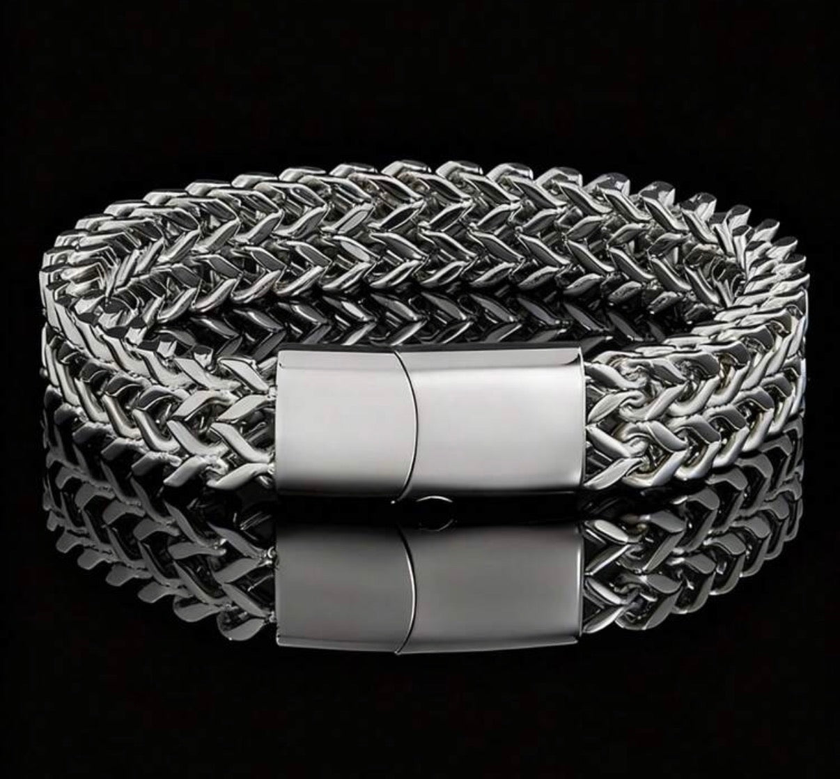 Men’s 8.07” Stainless Steel Braided Double Row Bracelet