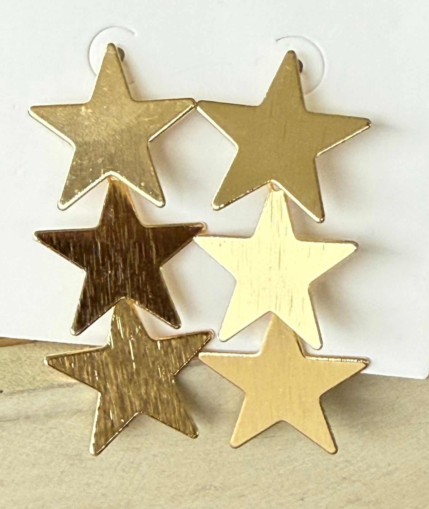 Gold Triple Star Dangle Earrings