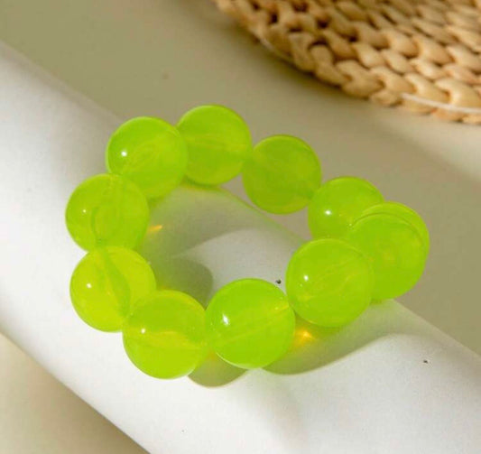 Fun, Stylish & Chic Bohemian Candy-Colored Acrylic Beaded Stretch Bracelet
(Neon Yellowish-Green)