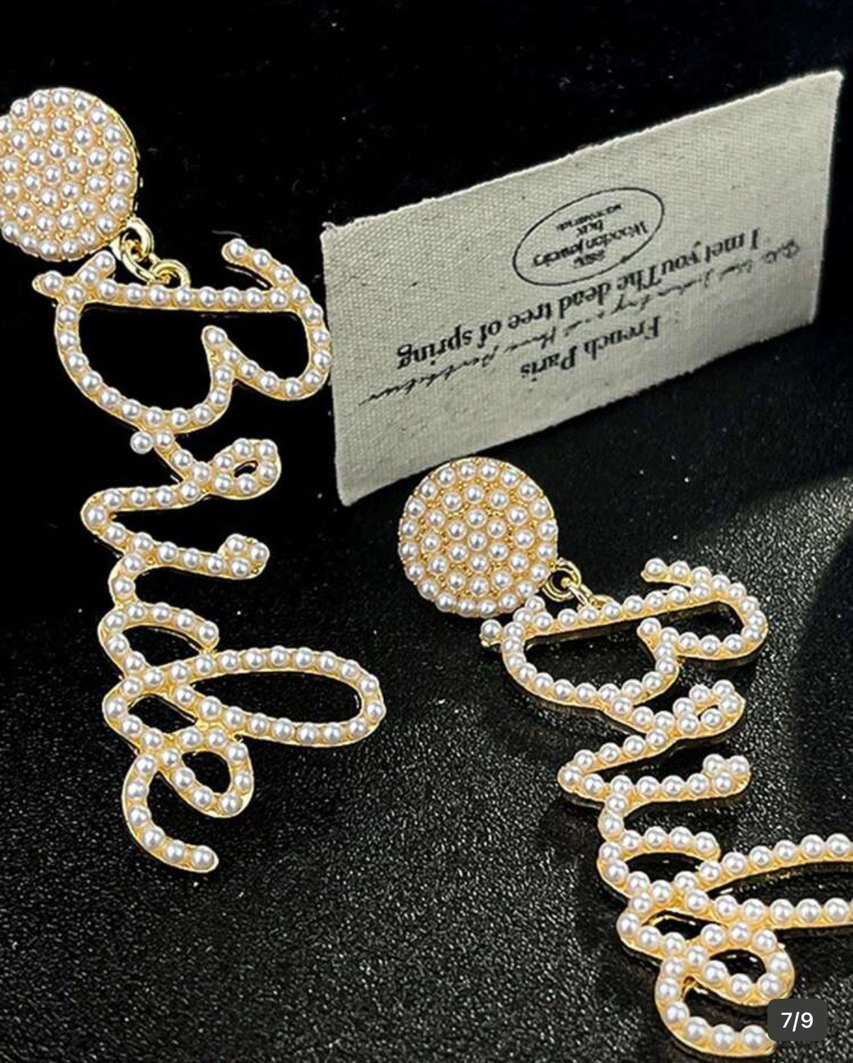 Gold & Pearl BRIDE Drop/Dangle Earrrings