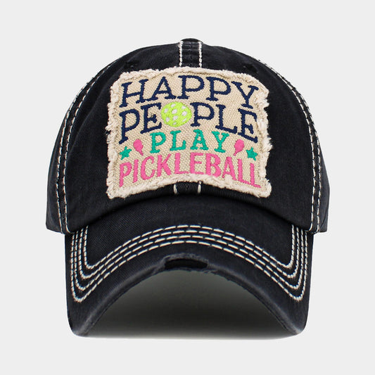 Vintage Happy People Play Pickleball Baseball Cap