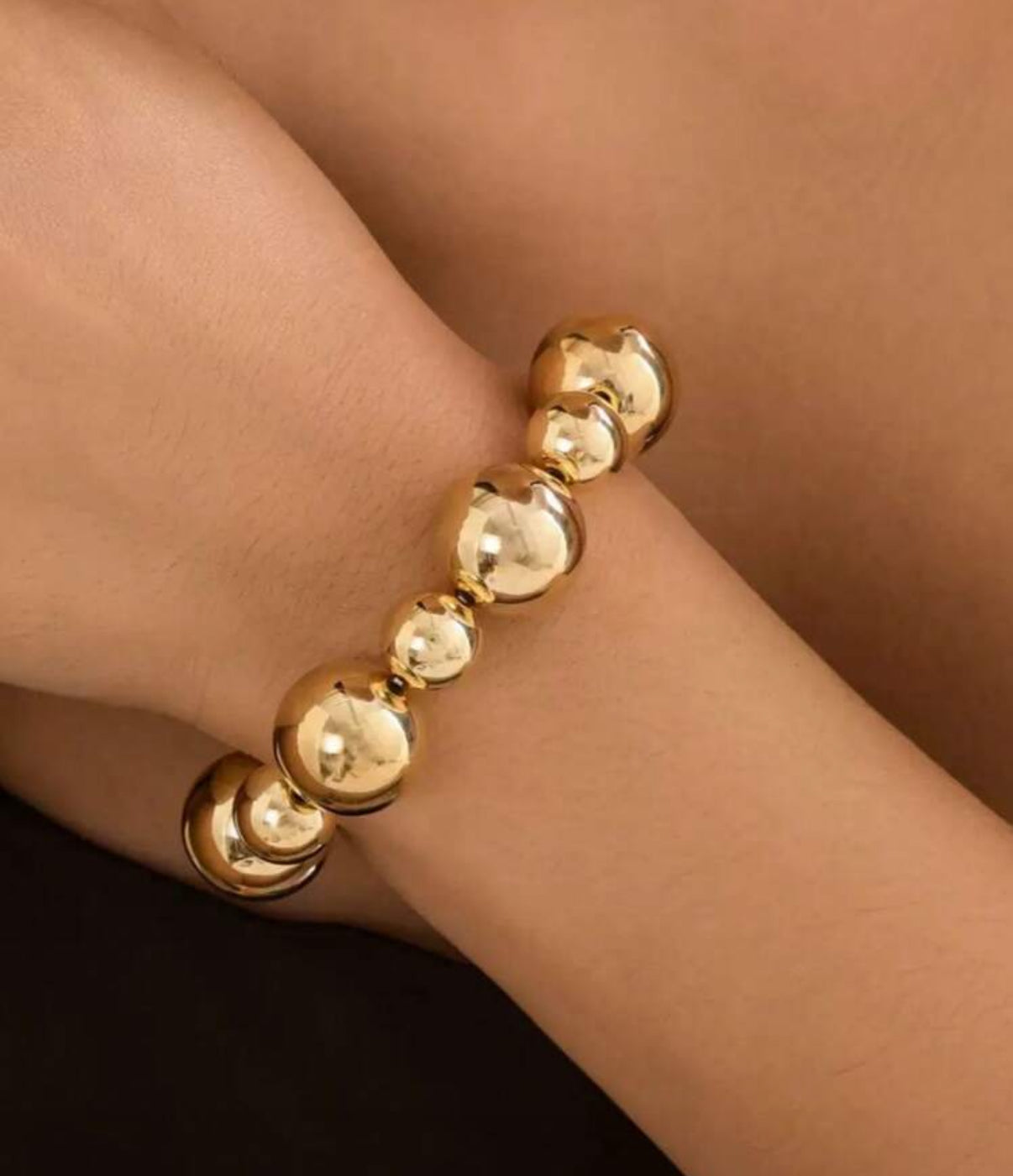 3 Piece Set- Shiny Gold, Silver & Two-Tone Ball Beaded Bracelets