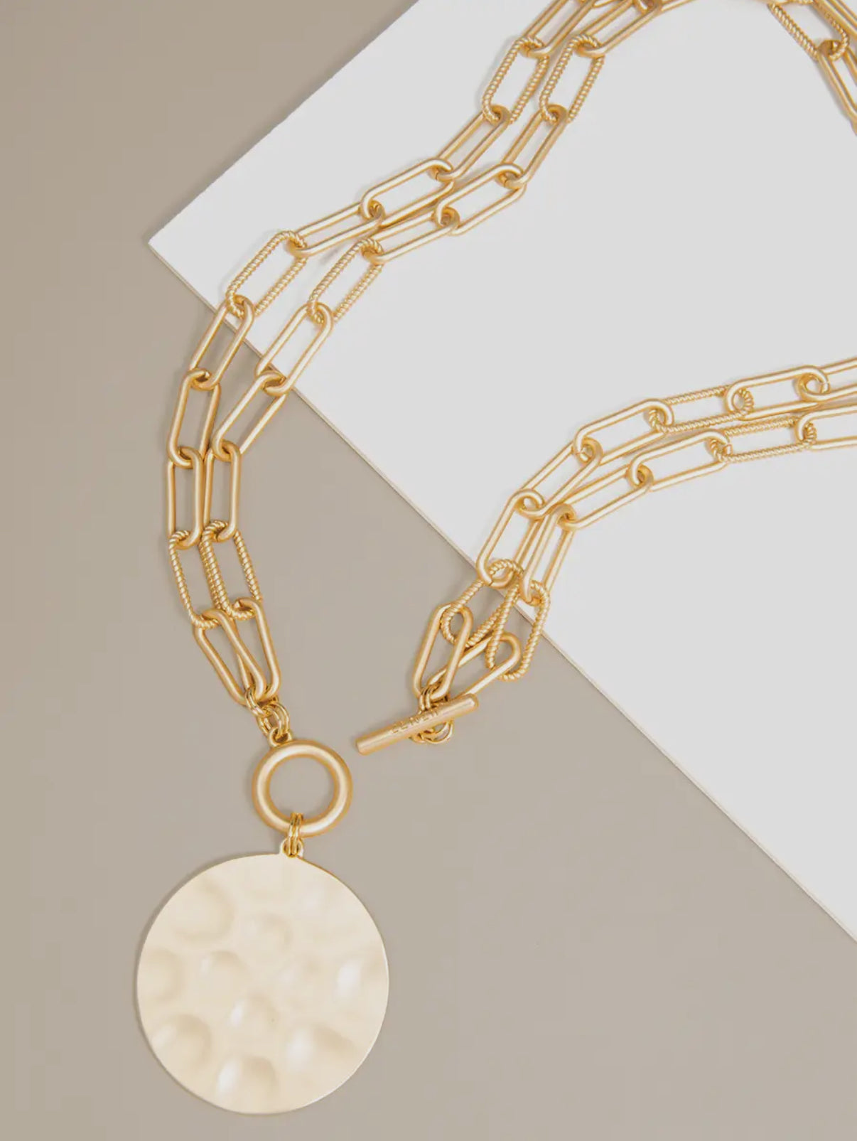 Double-Strand Matte Gold Link Coin Necklace (Wear short or long)