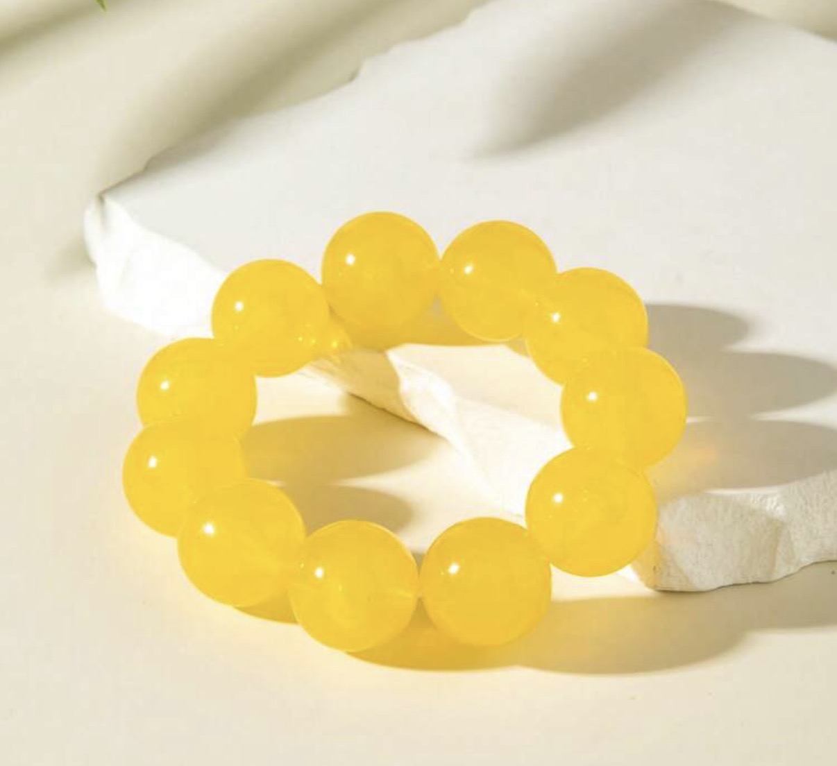 Fun, Stylish & Chic Bohemian Candy-Colored Acrylic Beaded Stretch Bracelet (Sunshine Yellow)
