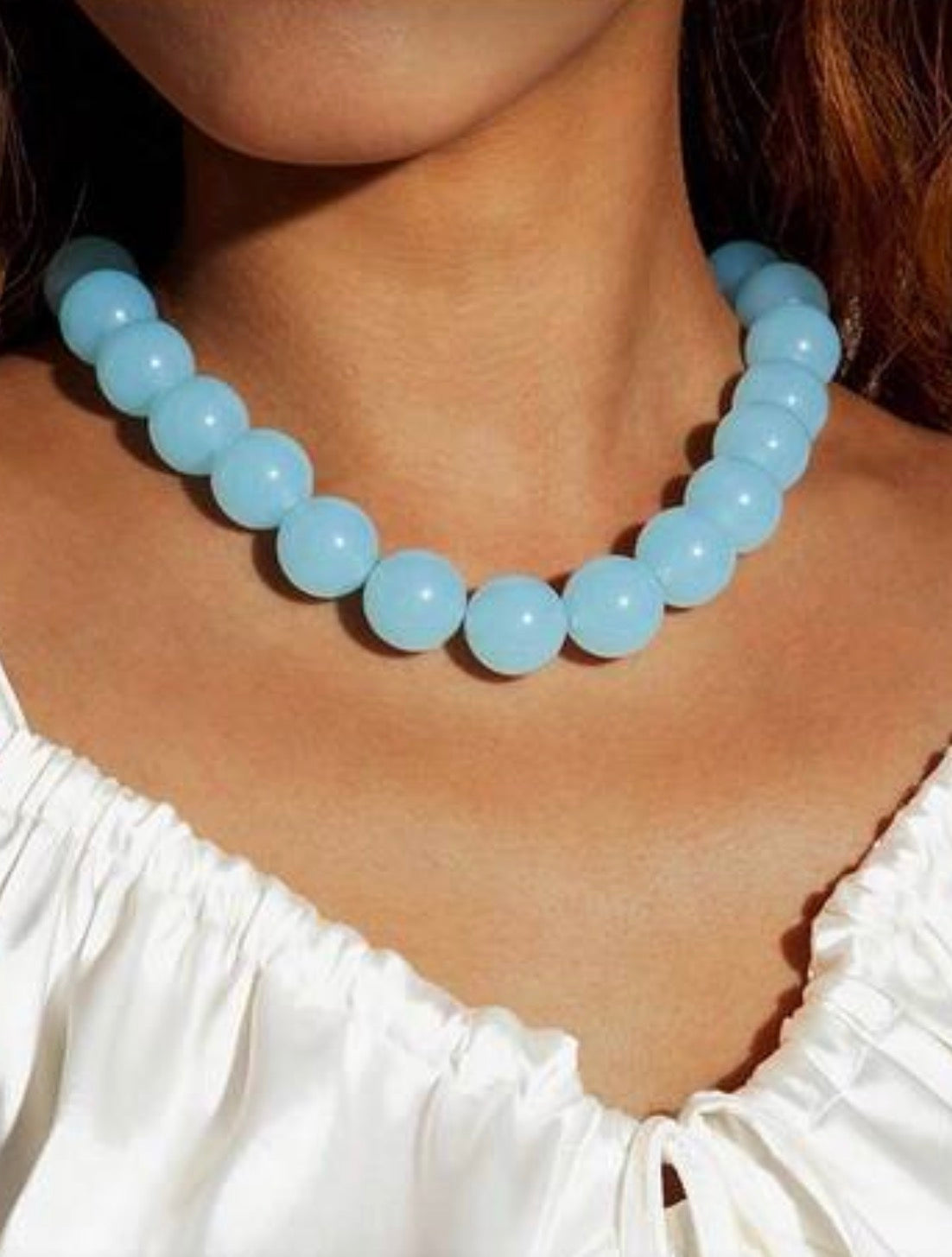 Fun, Stylish & Chic Bohemian Candy-Colored Acrylic Beaded Necklace 
(Ocean Water Blue)