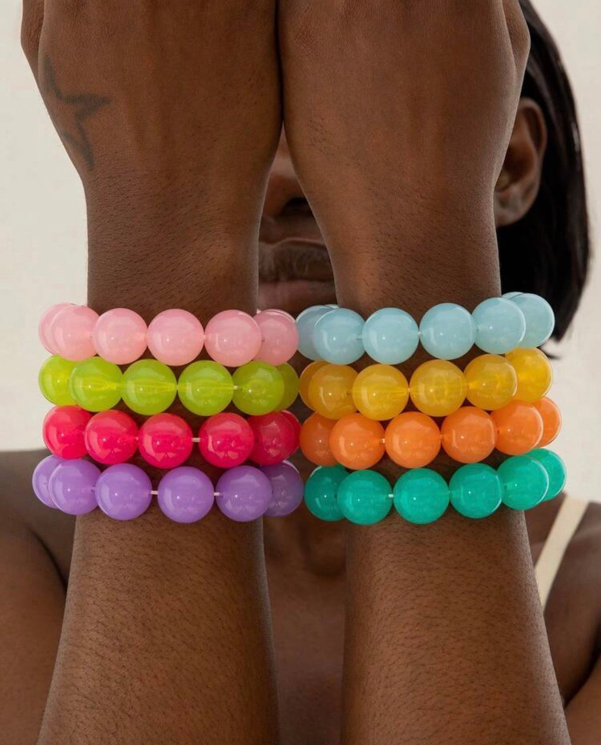 Fun, Stylish & Chic Bohemian Candy-Colored Acrylic Beaded Necklace 
(Neon Yellowish-Green)