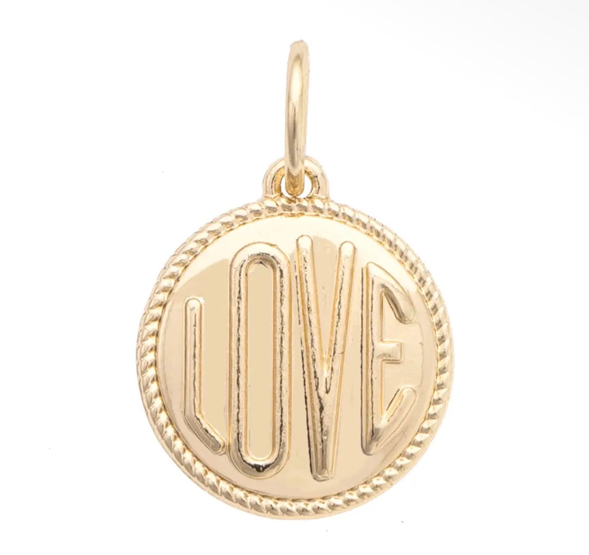 Circle of Love Shiny Gold Charm on an 18” Gold Ball Link Chain Necklace
