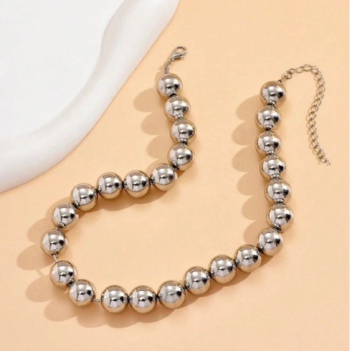 Stainless Steel Silver Ball Beaded Necklace