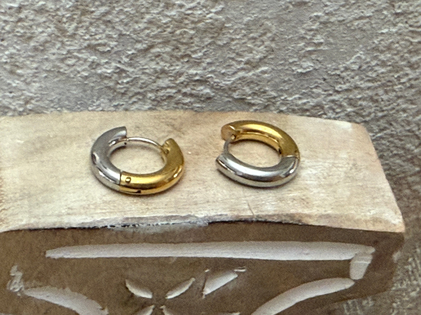 Two-Tone colorblock Huggie Hoops